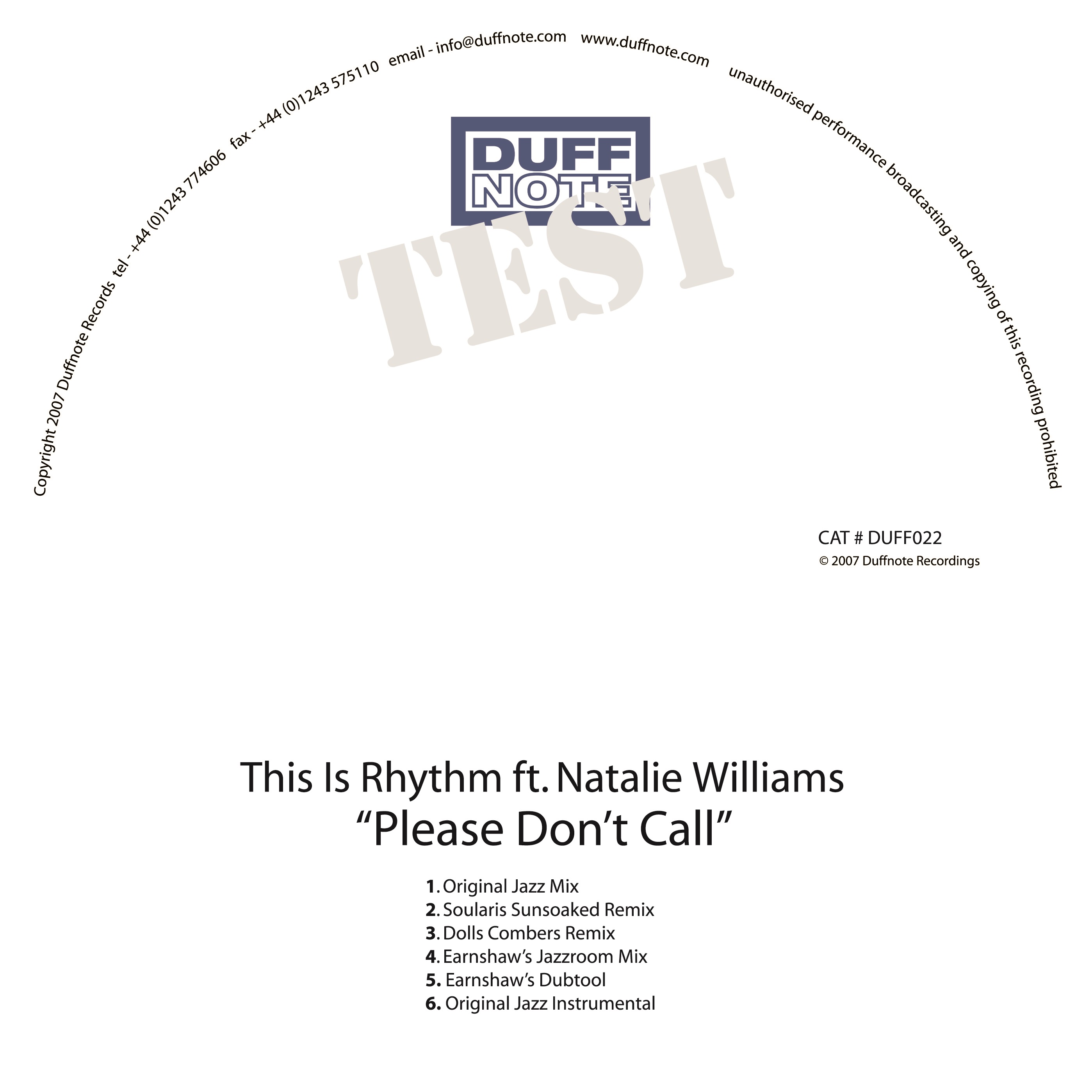 This Is Rhythm feat. Natalie Williams - Please Don't Call