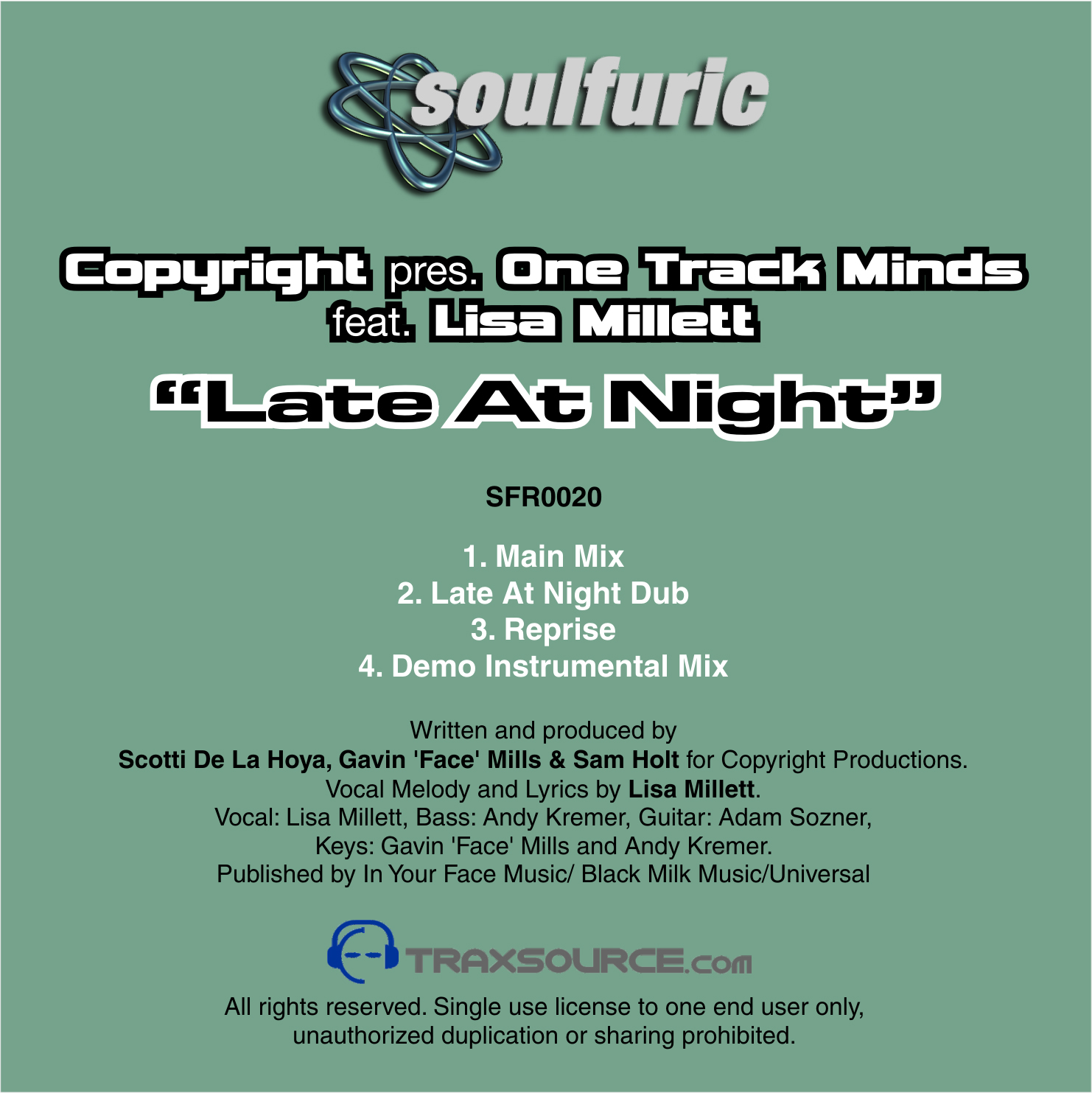 Copyright Pres. One Track Mind feat. Lisa Millet - Late At Night