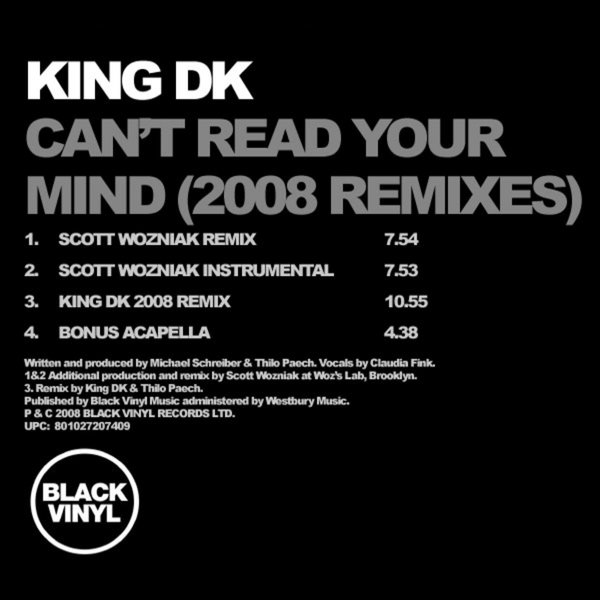 King DK feat. Claudia Fink - Can't Read Your Mind 2008 / Black Vinyl