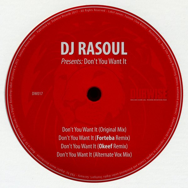 DJ RaSoul - Don't You Want It - EP / Dubwise Records