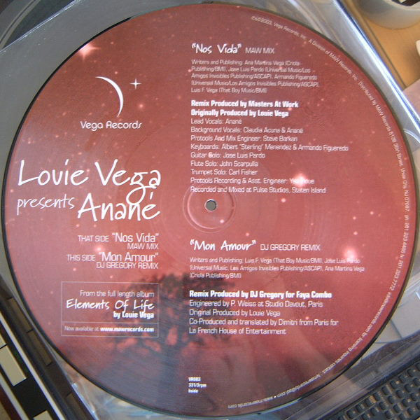 Louie Vega presents Anane - Mon Amour / Nos Vida / Vega Records