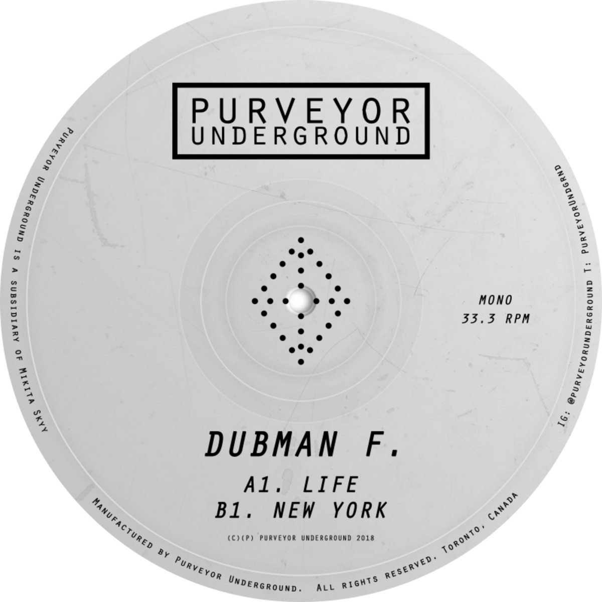 Dubman F - New York EP / Purveyor Underground