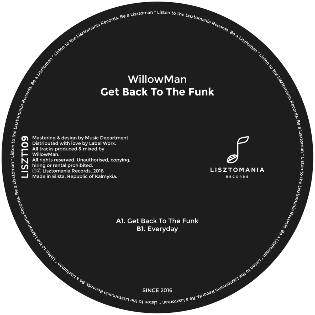 WillowMan - Get Back To The Funk / Lisztomania Records
