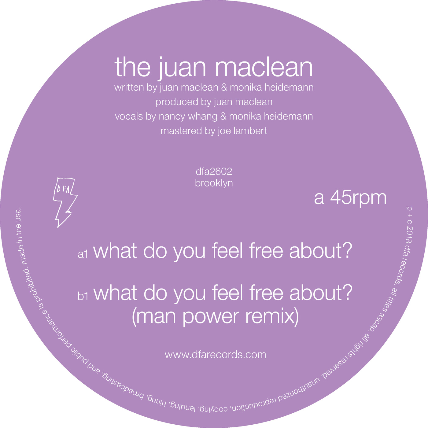 The Juan Maclean - What Do You Feel Free About? / DFA