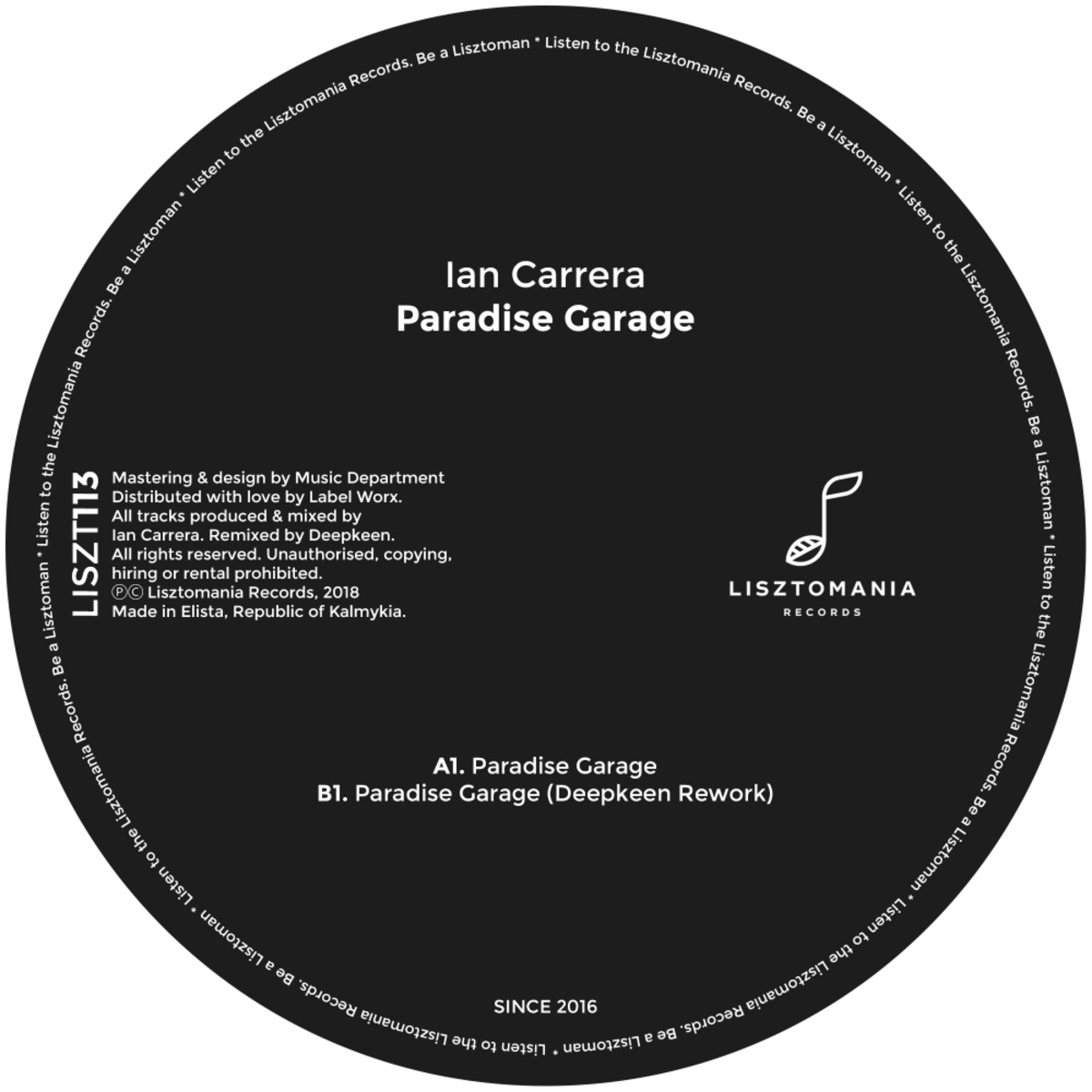 Ian Carrera - Paradise Garage / Lisztomania Records