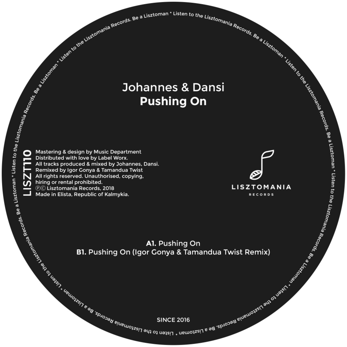 Johannes & Dansi - Pushing On / Lisztomania Records