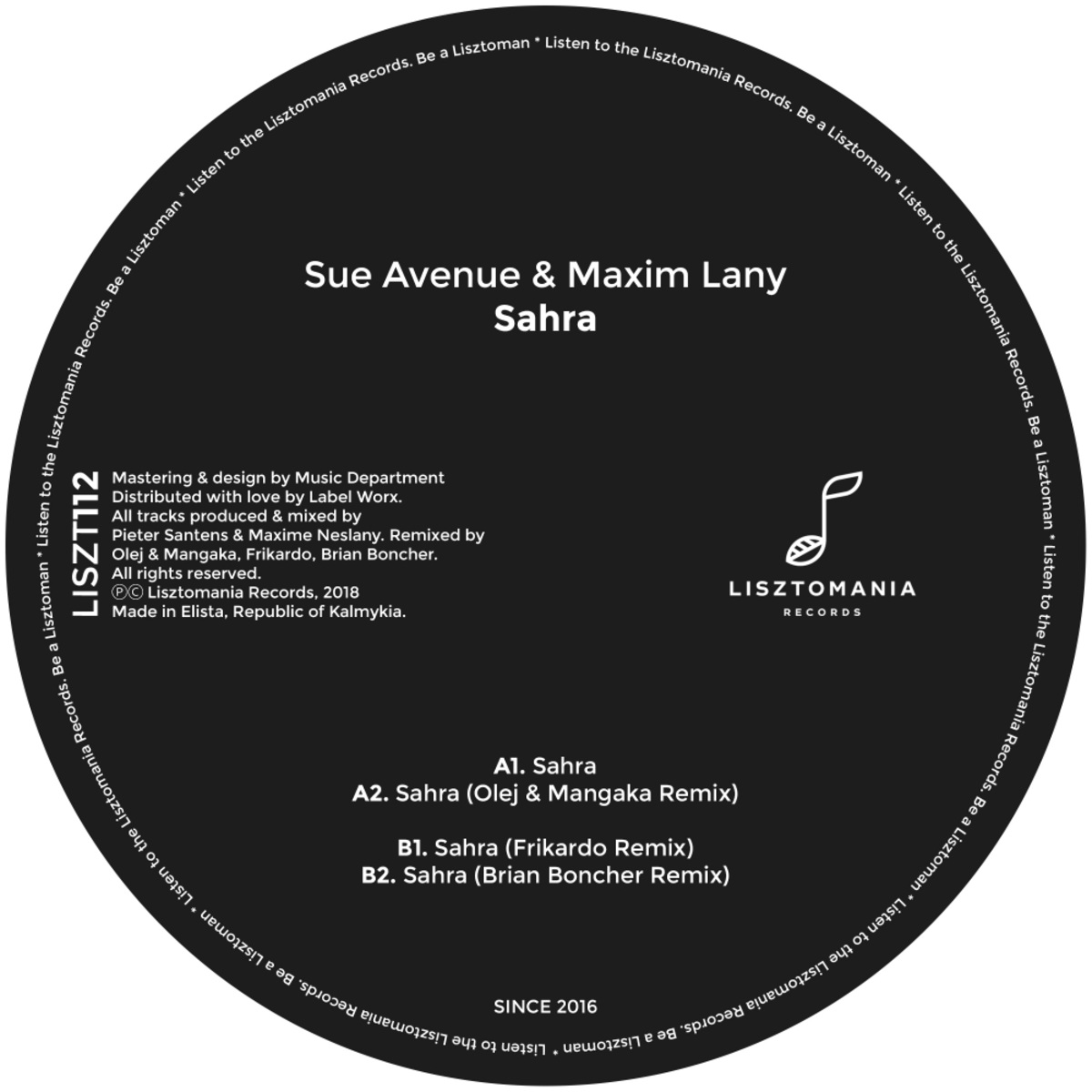 Sue Avenue & Maxim Lany - Sahra / Lisztomania Records