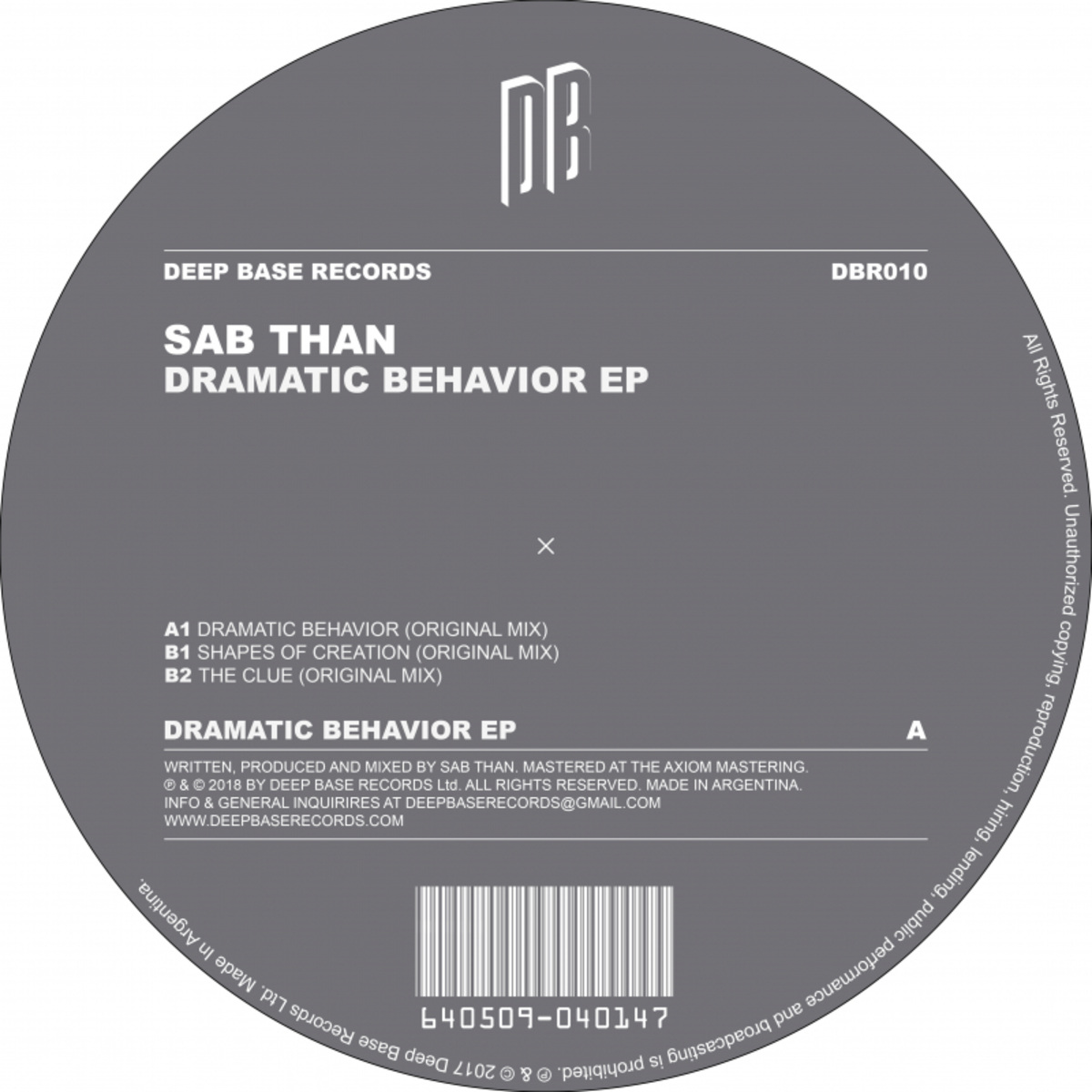 Sab Than - Dramatic Behavior / Deep Base Records